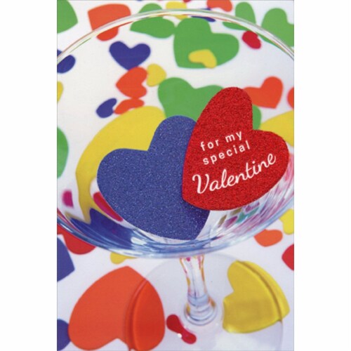 Pictura Martini Glass And Shimmering Hearts Valentine's Day Card Perspective: front