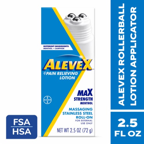 AleveX Pain Relieving Lotion With Massaging Roll-On Applicator Perspective: front