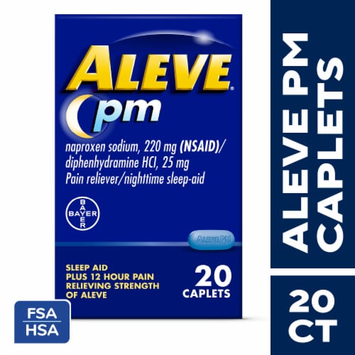 Aleve® PM Pain Reliever & Nighttime Sleep-Aid Caplets Perspective: front