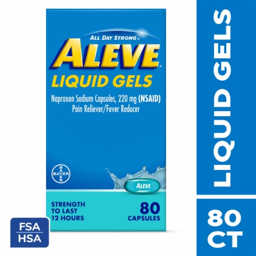 Aleve® Pain Reliever & Fever Reducer 220mg Naproxen Sodium Liquid Gels Perspective: front