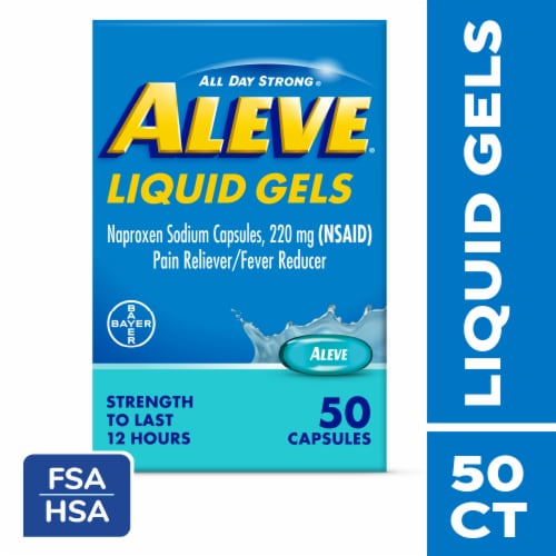 Aleve® Naproxen Sodium Pain Reliever/Fever Reducer Liquid Gels Capsules Perspective: front