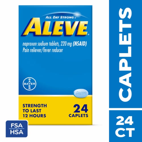 Aleve® Naproxen Sodium Pain Reliever Caplets 220mg Perspective: front