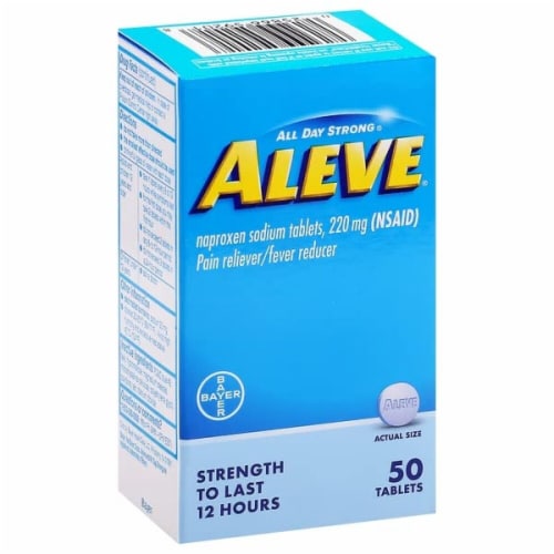 Aleve Naproxen Sodium Pain Reliever/Fever Reducer Tablets 220mg, 50 ct