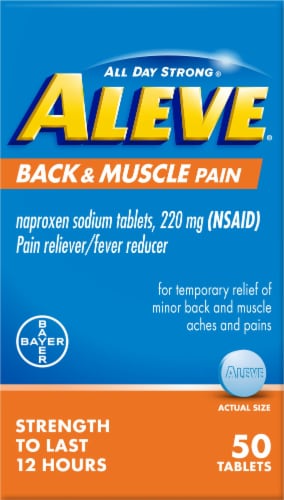 Aleve Back & Muscle Pain Relief Naproxen Sodium Tablets Perspective: front