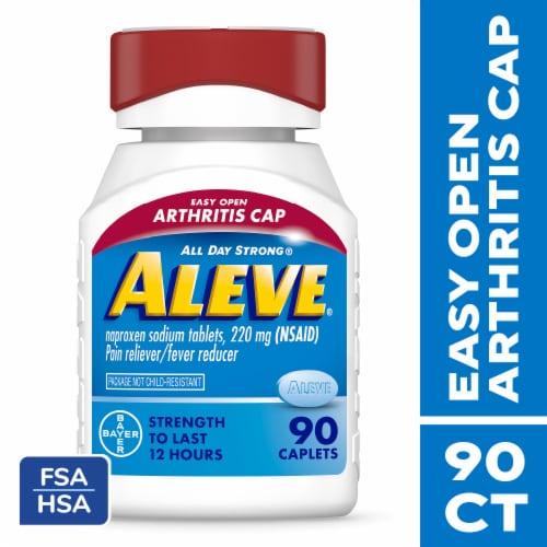 Aleve® Naproxen Sodium Pain Reliever Caplets 220mg Perspective: front