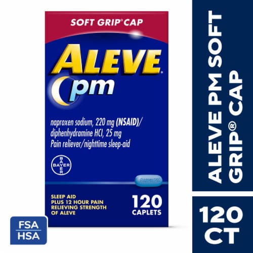 Aleve PM Soft Grip Cap Pain Reliever & Nighttime Sleep-Aid Caplets Perspective: front