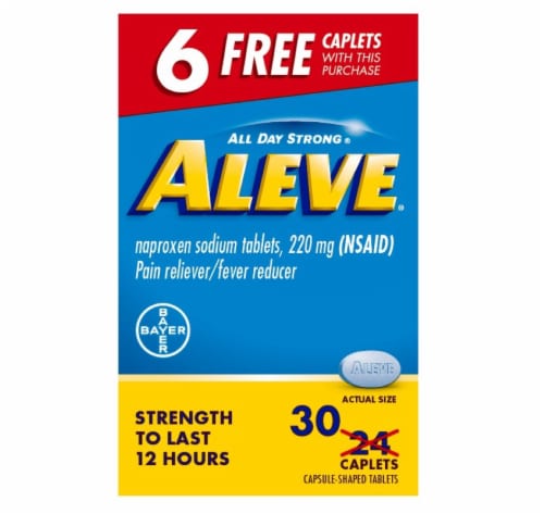 Aleve® Naproxen Sodium Pain and Fever Relief Tablets Perspective: front