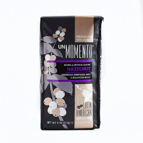 Un Momento Hazelnut Latin American Ground Coffee Perspective: front