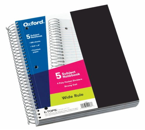 Oxford® 5 Subject Notebook Wide Rule Perspective: front
