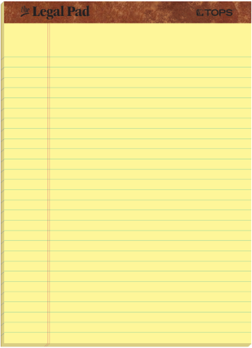 Tops™ The Legal Pad Writing Pads - Canary Yellow Perspective: front