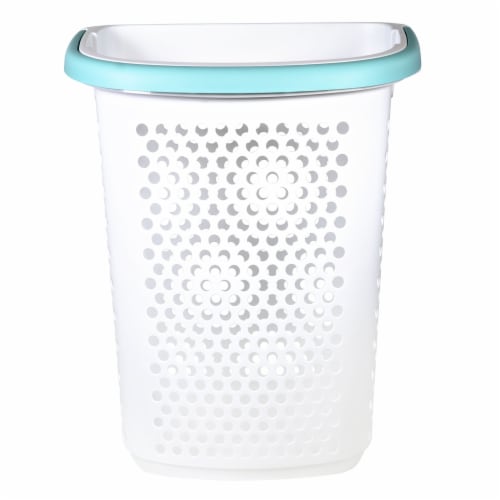 Home Logic Rolling Hamper - White/Aqua Perspective: front