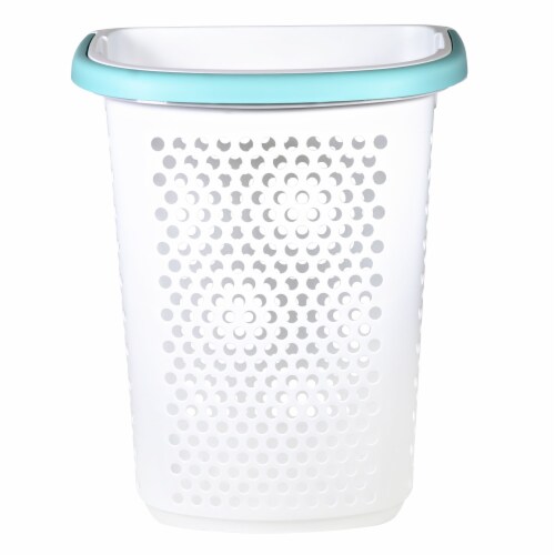 Home Logic Rolling Hamper - White/Aqua Perspective: front