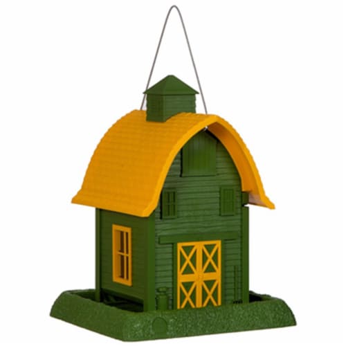 North State Birdfeeder Barn - Green/Yellow Perspective: front