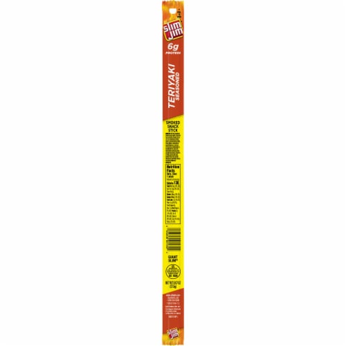 Slim Jim Teriyaki Seasoned Giant Smoked Meat Stick Perspective: front