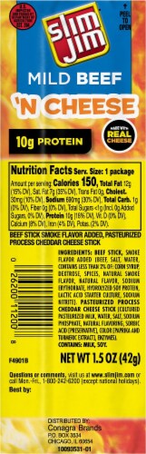 Slim Jim Mild Beef 'n Cheese Snack Stick Perspective: front