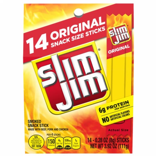 Slim Jim® Original Snack Sized Smoked Meat Sticks Perspective: front