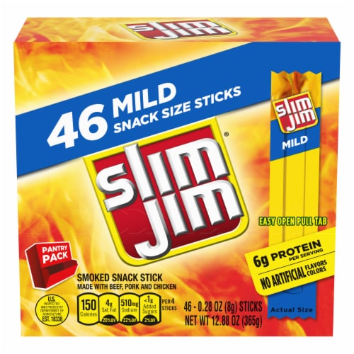 Slim Jim Mild Flavor Snack-Sized Smoked Meat Stick Perspective: front