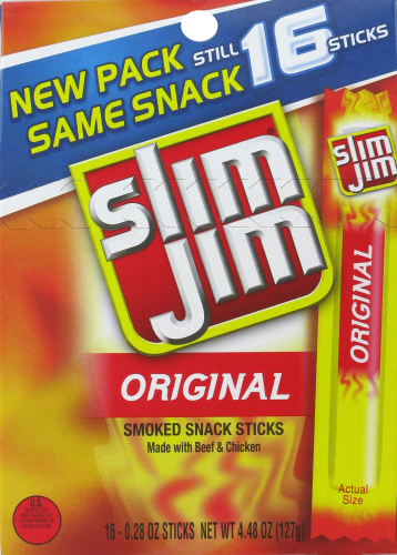 Slim Jim Smoked Snack Sticks Perspective: front