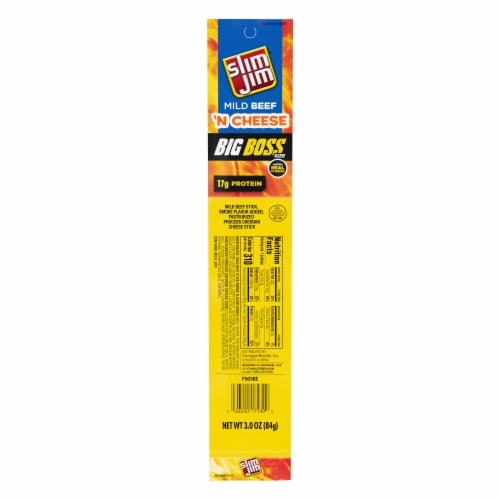 Slim Jim Mild Beef & Cheese Meat Stick Perspective: front