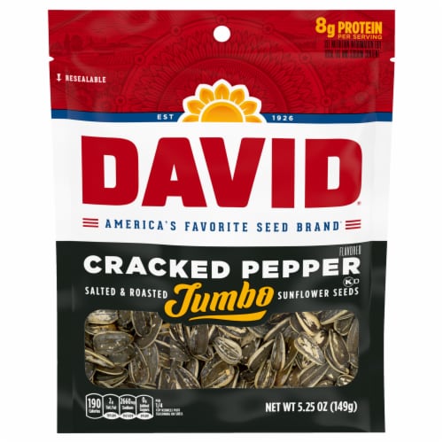 David® Cracked Pepper Salted & Roasted Jumbo Sunflower Seeds Perspective: front