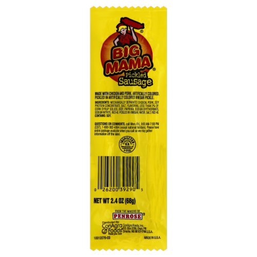 Penrose Big Mama Pickled Sausage 6 Count Perspective: front