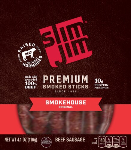Slim Jim Premium Smokehouse Original Smoked Beef Sausage Sticks, 4.1 oz