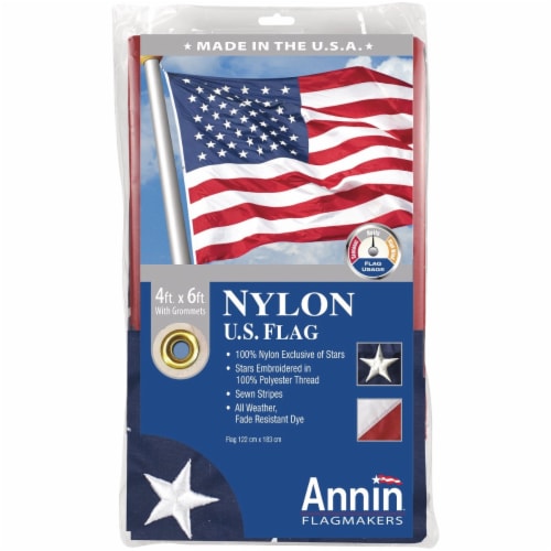 Annin 4 Ft. x 6 Ft. Nylon American Flag 002215R Pack of 3 Perspective: front