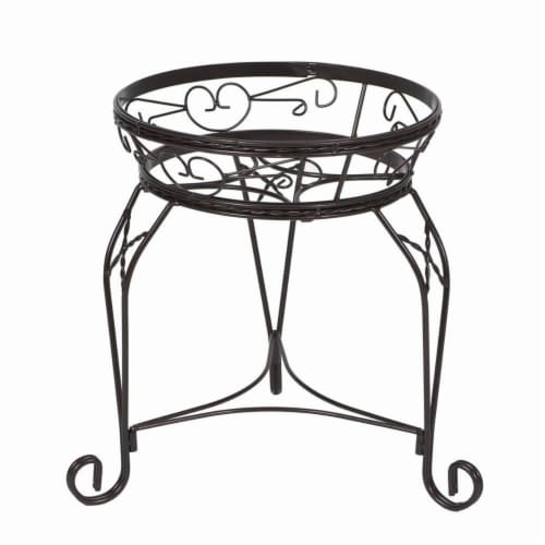 CobraCo CI1115B-BZ 15 in. Scroll Braided Bronze Finish Plant Stand Perspective: front