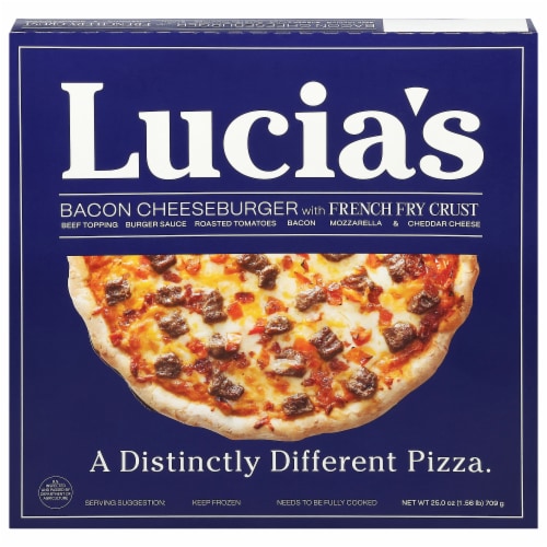 Lucia's Bacon Cheeseburger with French Fry Crust Pizza Perspective: front