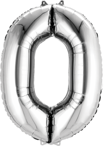 Anagram Number 0 Silver Balloon Perspective: front