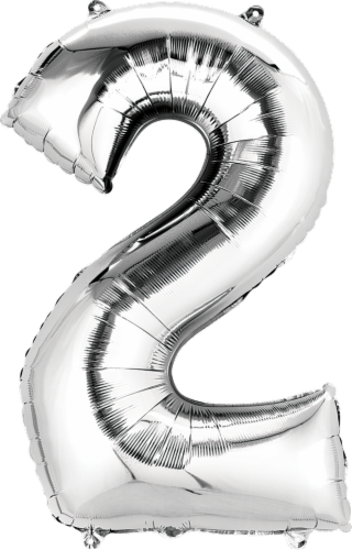 Anagram Number 2 Silver Balloon Perspective: front