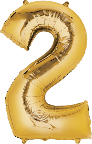 Anagram Number 2 Gold Balloon Perspective: front