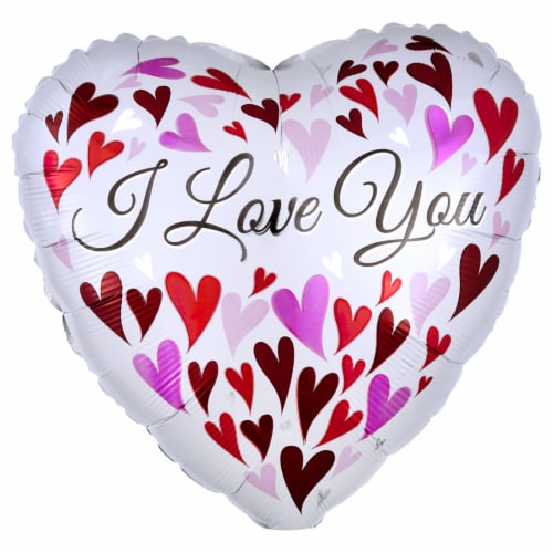 Anagram 66780 Helium I Love You Happy Hearts Flat Foil Balloon Perspective: front