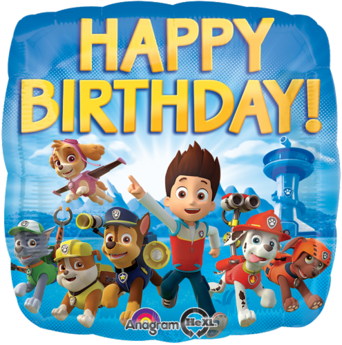 Anagram International HX Paw Patrol Happy Birthday Packaged Party Balloons Perspective: front