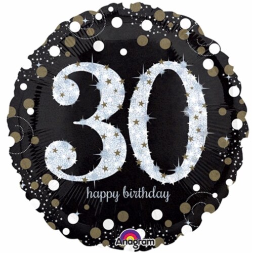 Loftus International A3-2129 18 in. Sparkling Birthday 30 Holographic Balloon Perspective: front