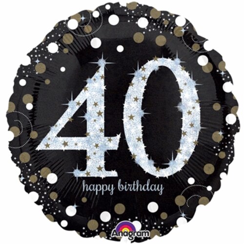 Loftus International A3-2130 18 in. Sparkling Birthday 40 Holographic Balloon Perspective: front