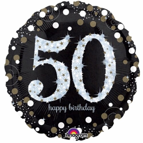 Loftus International A3-2131 18 in. Sparkling Birthday 50 Holographic Balloon Perspective: front
