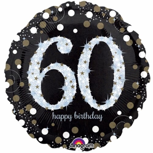 Loftus International A3-2132 18 in. Sparkling Birthday 60 Holographic Balloon Perspective: front