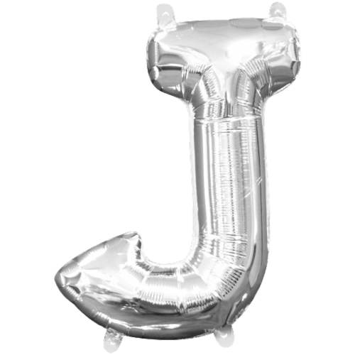 Amscan Air-Filled Letter J Balloon - Silver Perspective: front