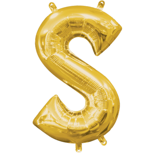 Amscan 3304930 Air‑Filled Letter S Balloon - Gold Perspective: front