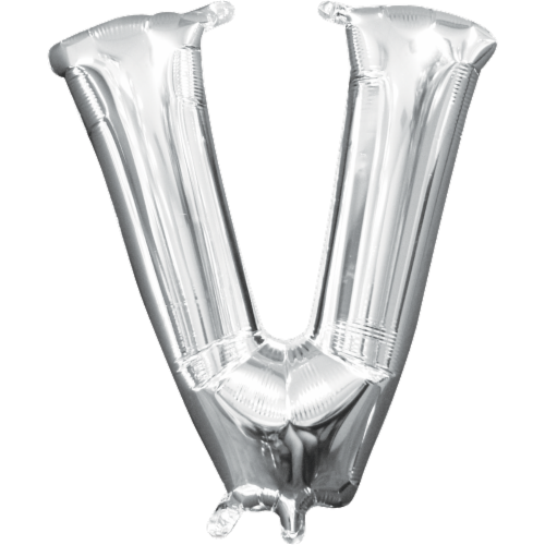 Anagram 78501 16 in. Letter V Silver Supershape Foil Balloon Perspective: front