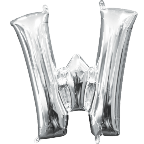 Amscan Air-Filled Letter W Balloon - Silver Perspective: front