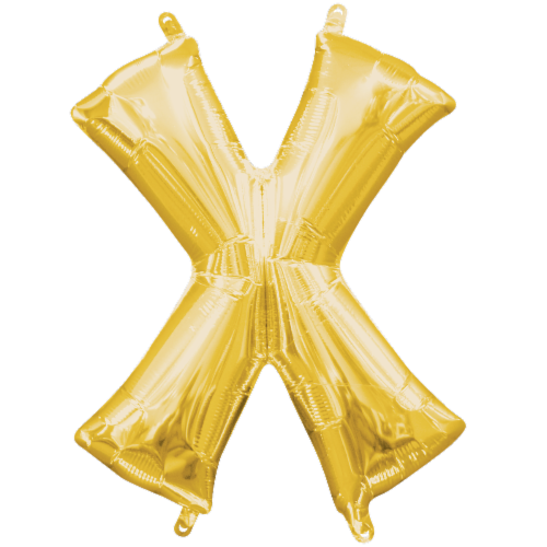 Amscan 3305930 Air‑Filled Letter X Balloon - Gold Perspective: front