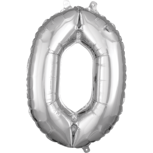 amscan Air-Filled Silver 0 Number Balloon Perspective: front