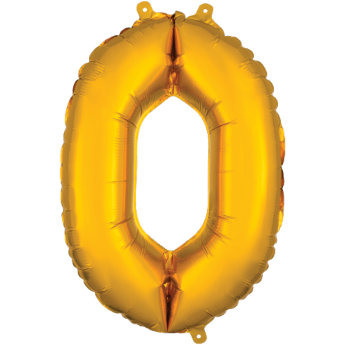 Amscan Air‑Filled Letter 0 Balloons - Gold Perspective: front