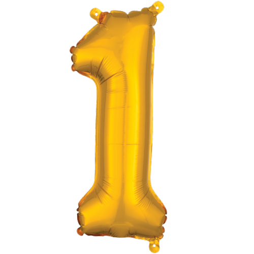 Amscan Air‑Filled Letter 1 Balloons - Gold Perspective: front