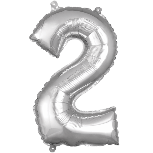 Amscan Balloon Air-Filled Number 2 - Silver Perspective: front