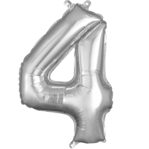 Amscan Air-Filled Number 4 Balloon - Silver Perspective: front