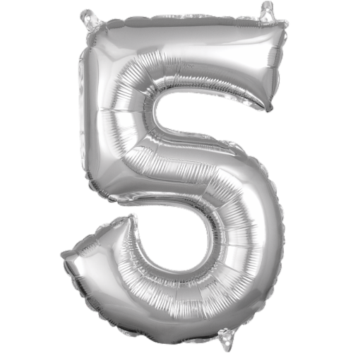 Amscan Balloon Air-Filled Number 5 - Silver Perspective: front