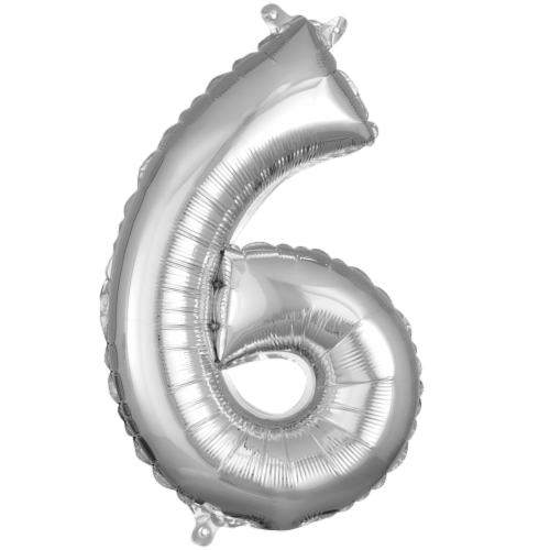 Amscan Balloon Air-Filled Number 6 - Silver Perspective: front